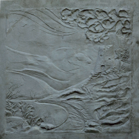 LASTRA DECORATA Paesaggio IN GHISA PER CAMINETTI